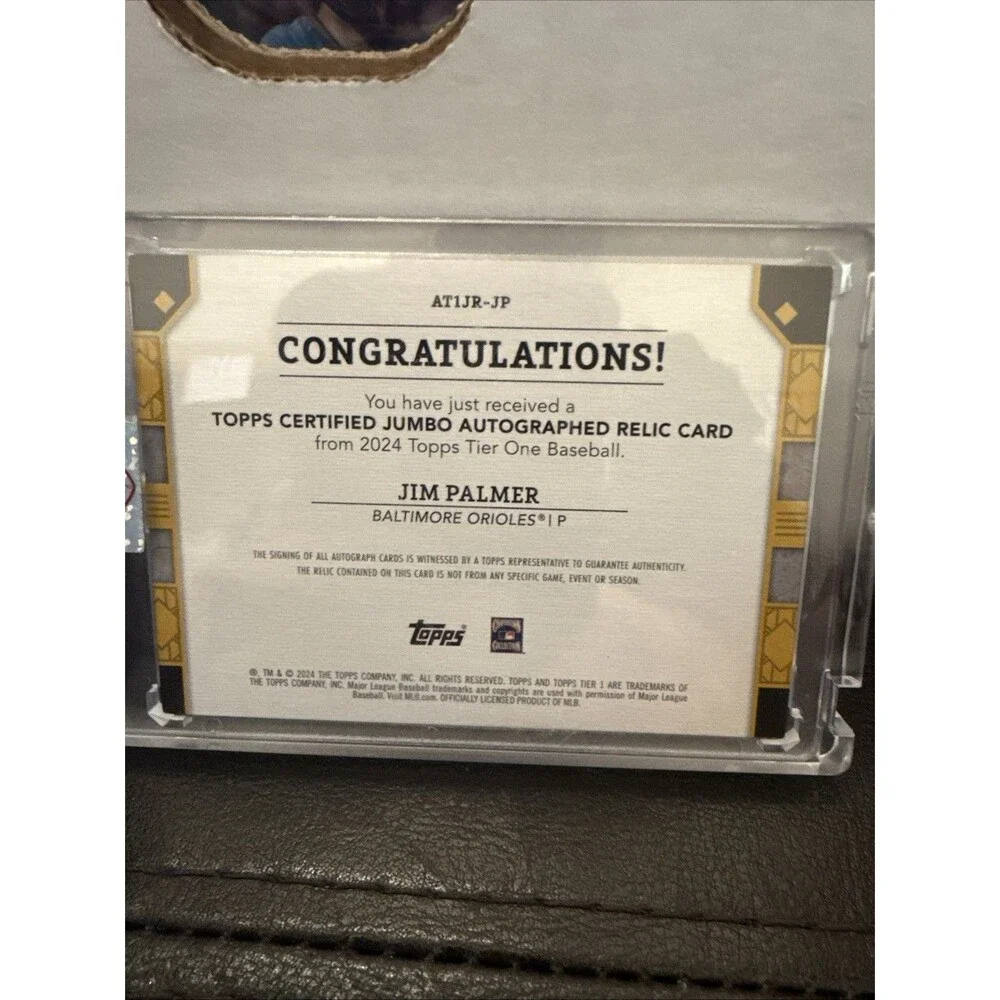 2024 Topps Tier One Jim Palmer /75 Jumbo Auto Relic, Blue Aqua 💥🔥